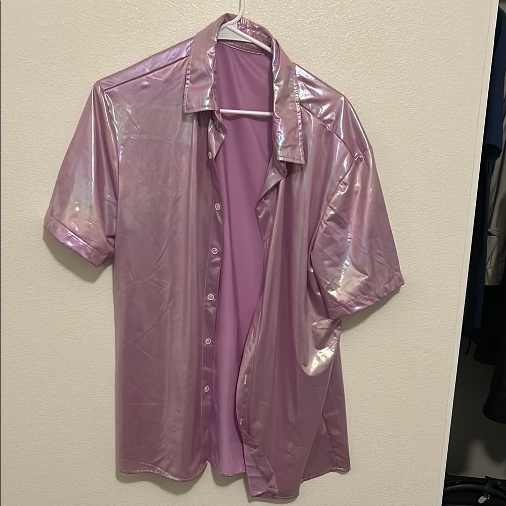 NFINITY Iridescent Pink Casual Button Down Shirt